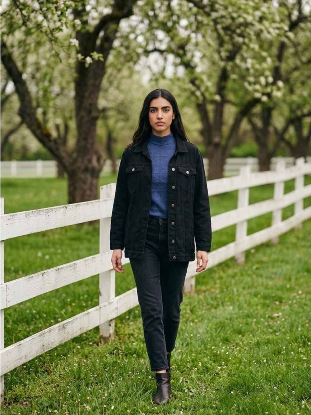 Women's Black Denim Trucker Jacket - Timeless Casual Layer